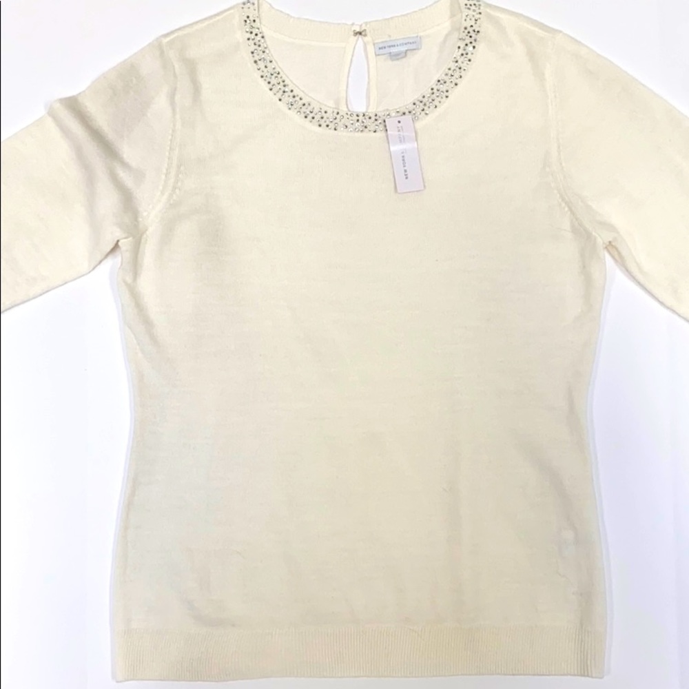 NY & Co Rhinestone Embellished Knit Sweater